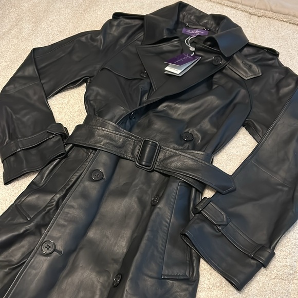 Ralph Lauren Purple Label Leather Trench Coat - Picture 7 of 9